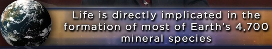 LIfe is directly implicated in the formation of most of Earth's 4,700 mineral species (from lecture 33)